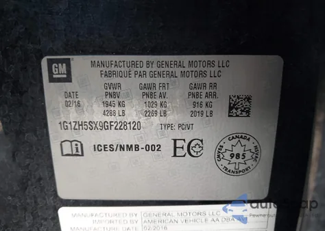 2016 Chevrolet Malibu Premier from USA, damaged, VIN 1G1ZH5SX9GF228120